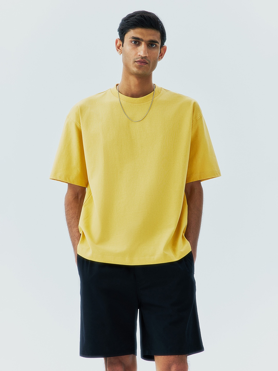 H&M Oversized Fit Cotton T-shirt, Yellow