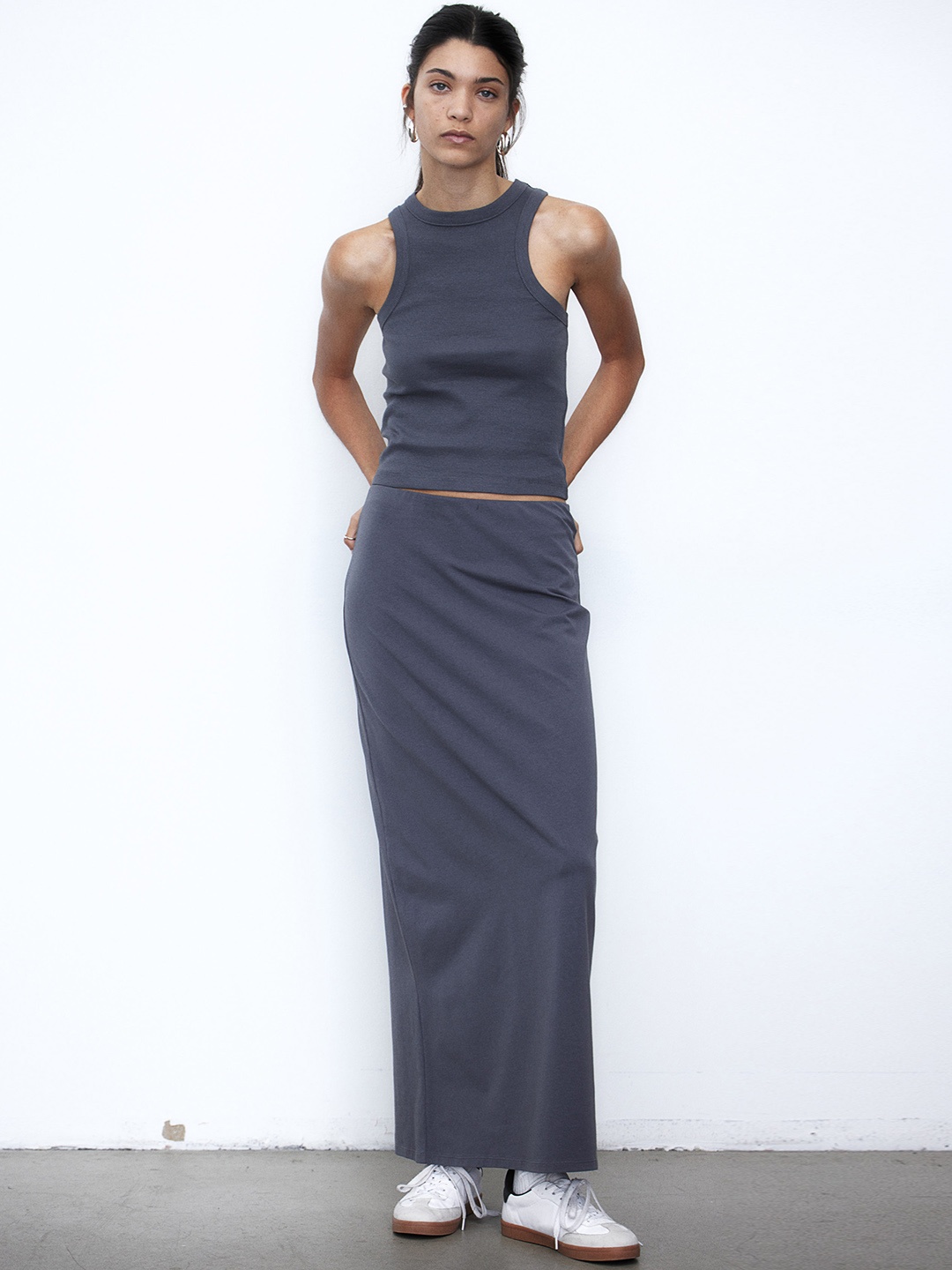 

H&M Women Ribbed Vest Top, Grey
