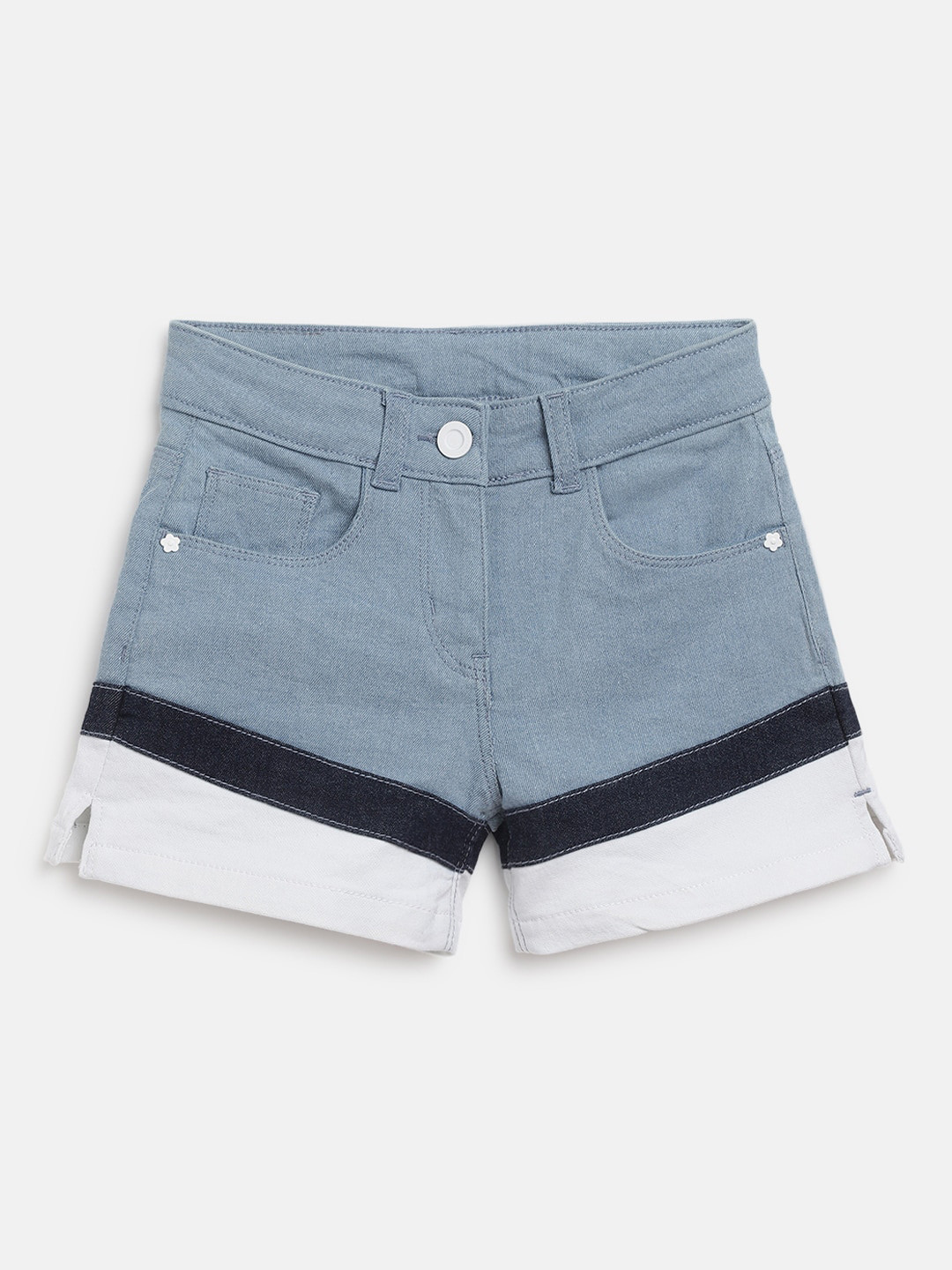 

TALES & STORIES Girls Striped Mid-Rise Shorts, Blue