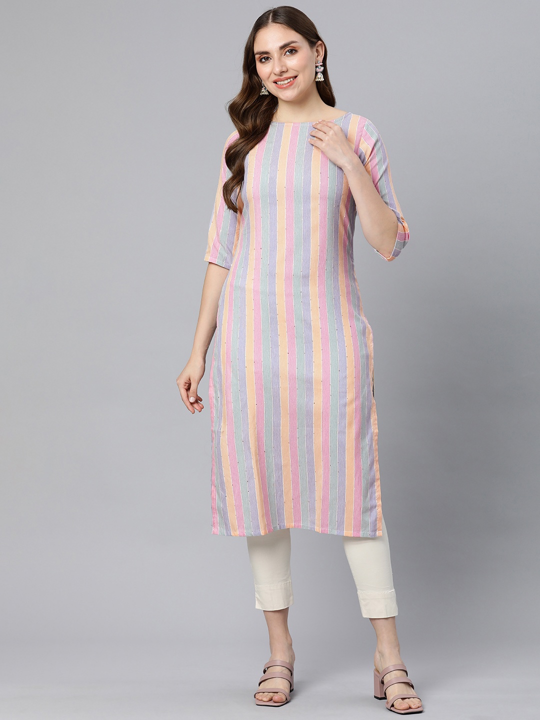 

KALINI Women Striped Straight Kurta, Multi