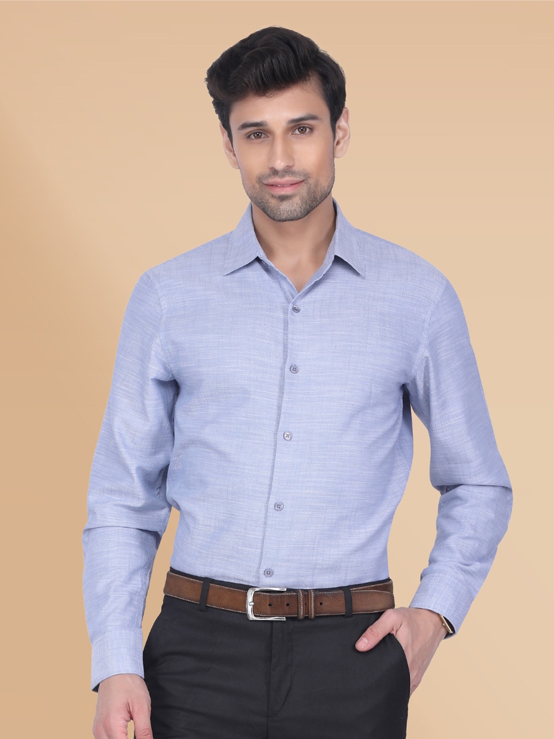 

Berkshire Smart Slim Fit Spread Collar Long Sleeves Cotton Formal Shirt, Blue