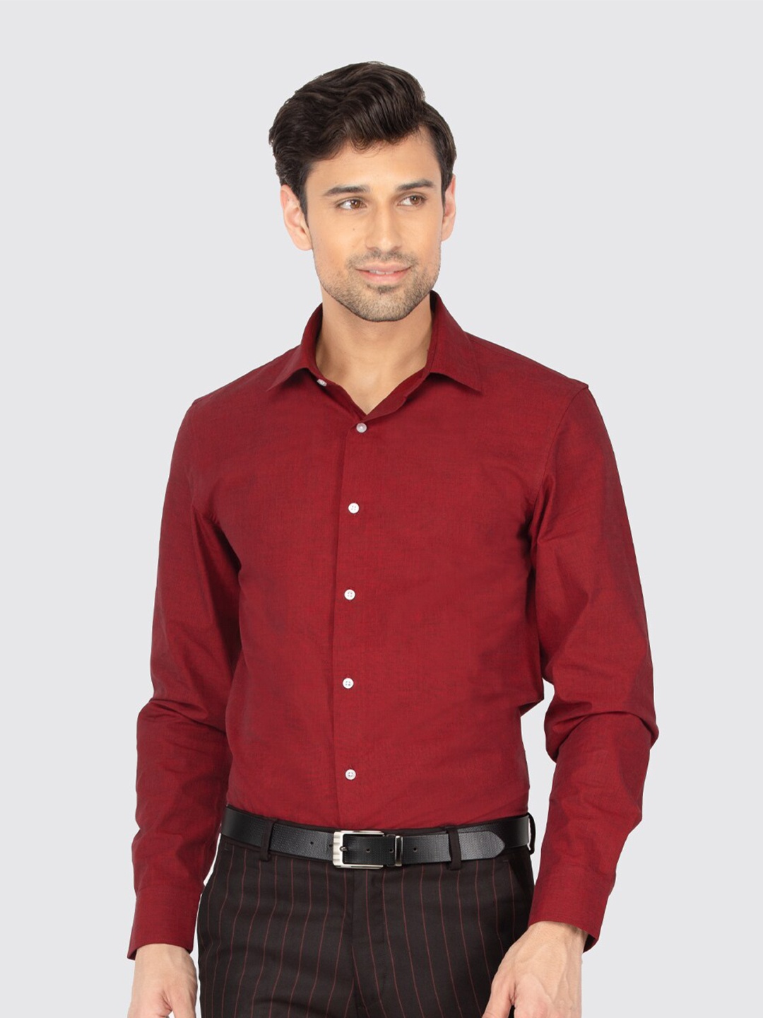 

Berkshire Smart Slim Fit Long Sleeves Cotton Formal Shirt, Red