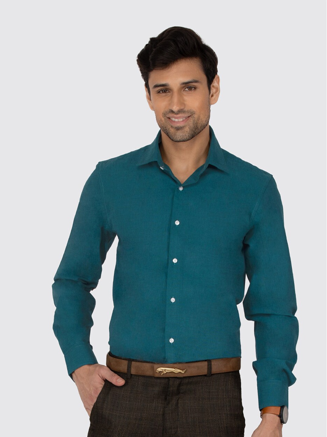 

Berkshire Smart Slim Fit Long Sleeves Cotton Formal Shirt, Green