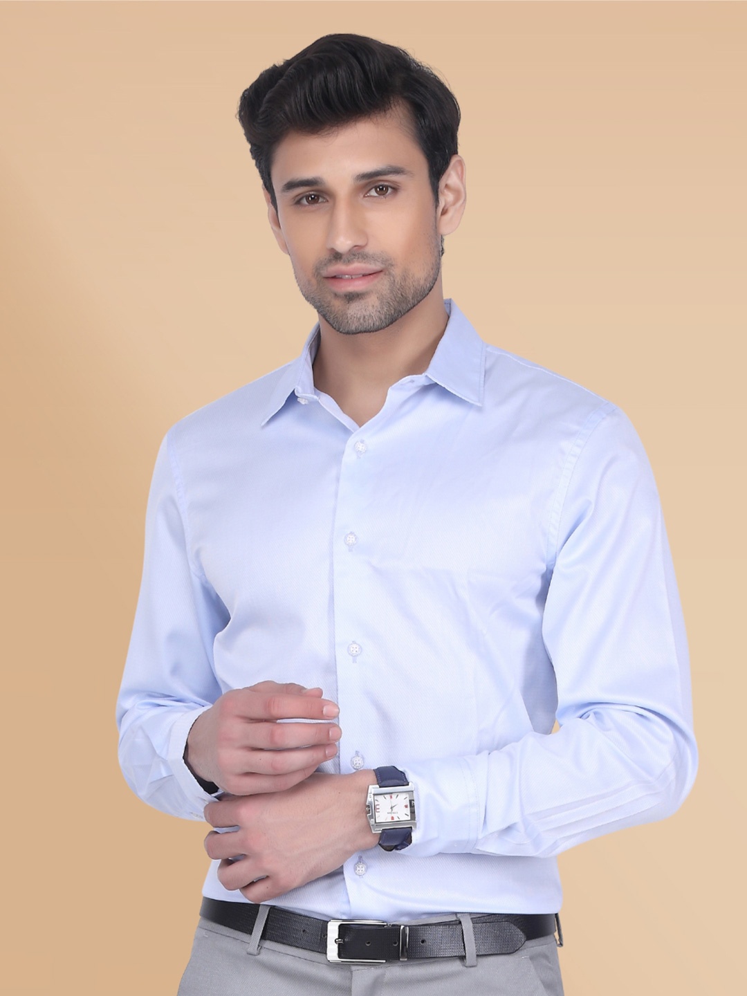 

Berkshire Slim Fit Long Sleeves Cotton Formal Shirt, Blue