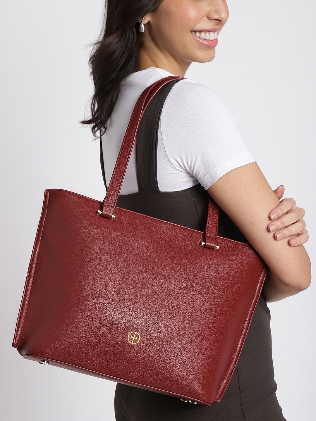 

IRTH Textured Structured Shoulder Bag, Maroon