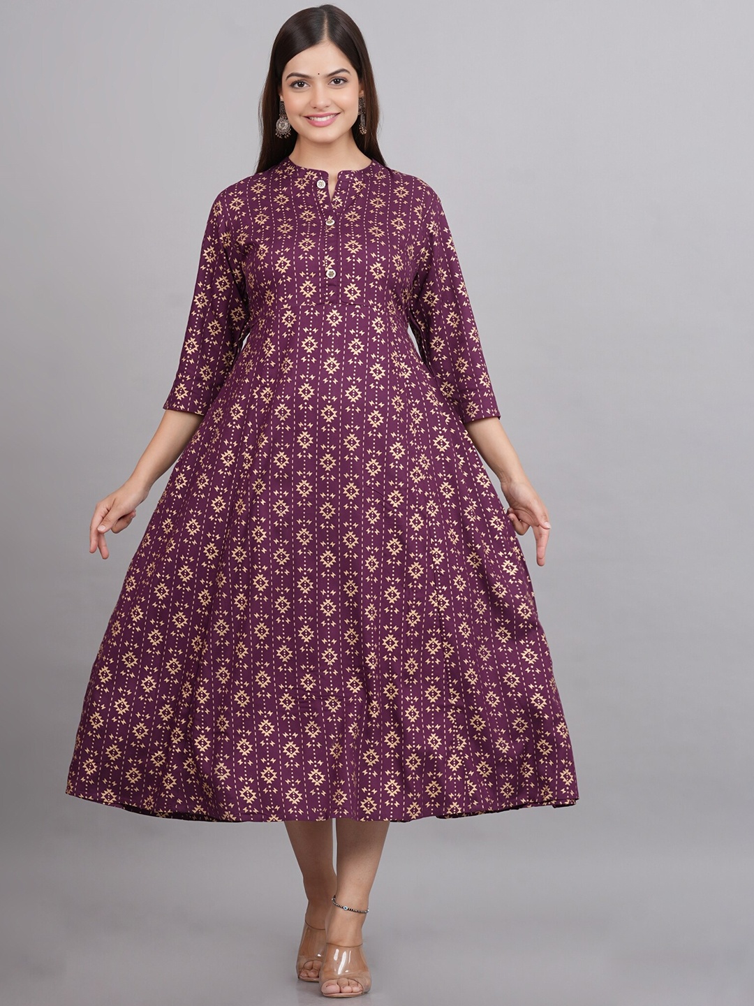 

NEW4U Printed Flared Anarkali Kurta, Purple