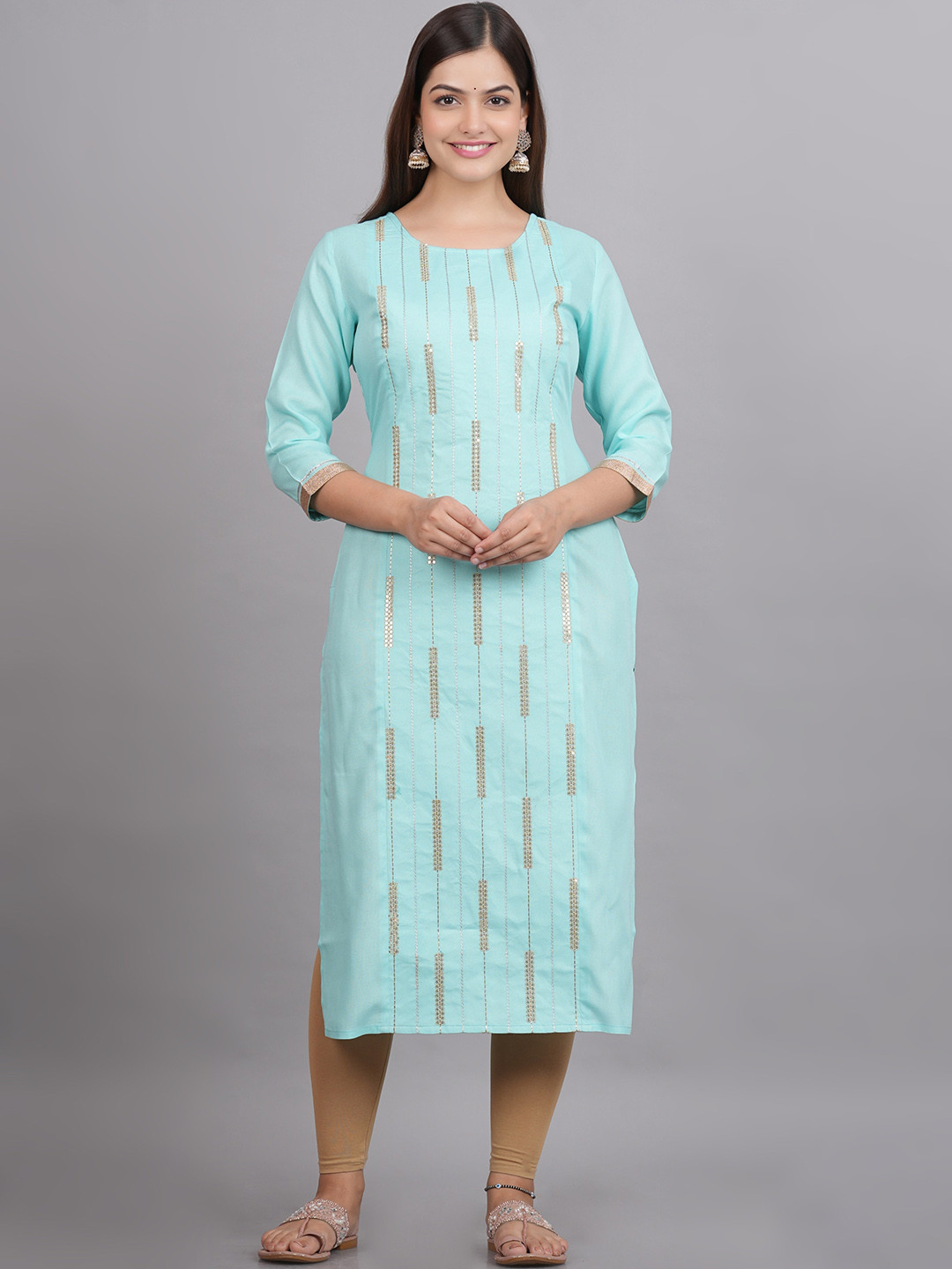 

NEW4U Sequins Embroidered Straight Kurta, Blue