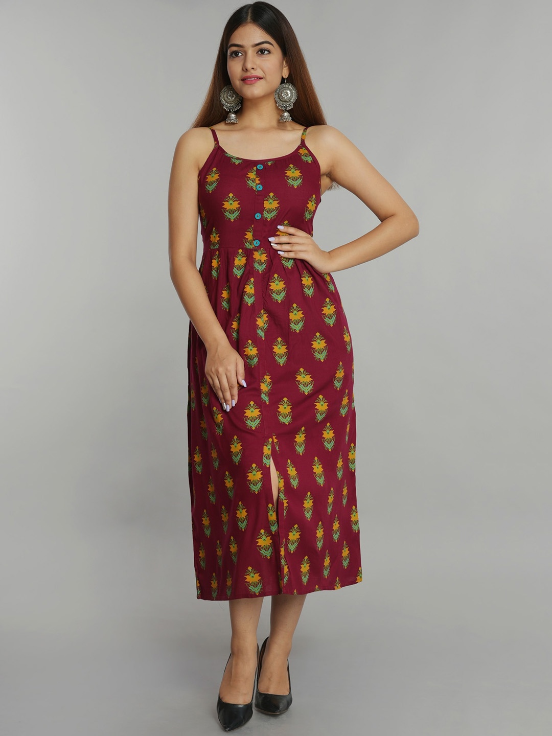 

NEW4U Floral Off-Shoulder Dress, Maroon