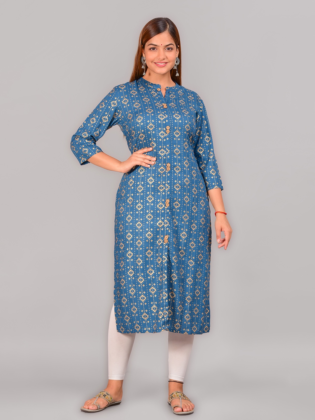 

NEW4U Ethnic Motifs Printed Kurta, Blue