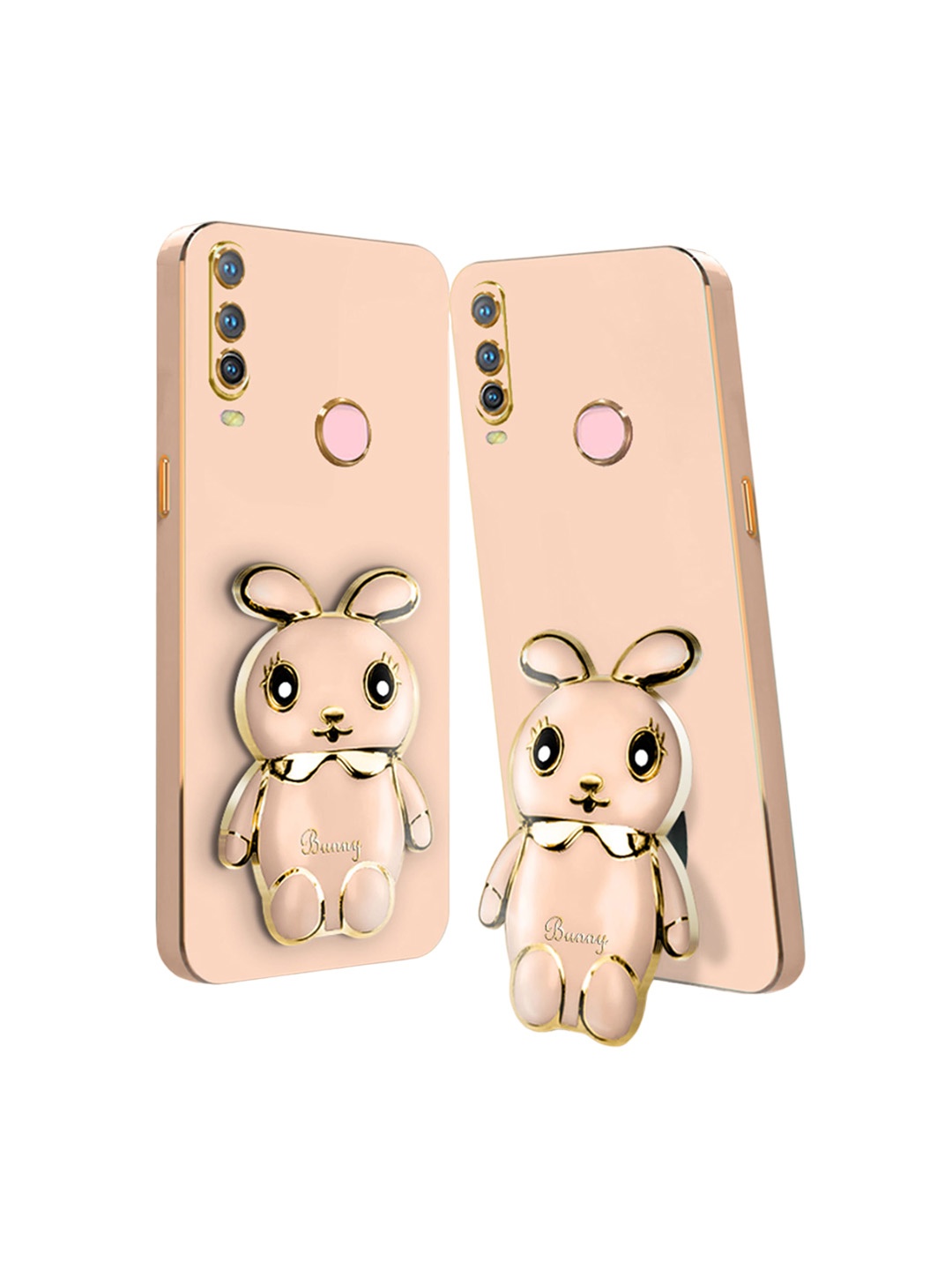 

Karwan Oppo A31 3D Mini Bunny With Folding Stand Mobile Back Case, Pink