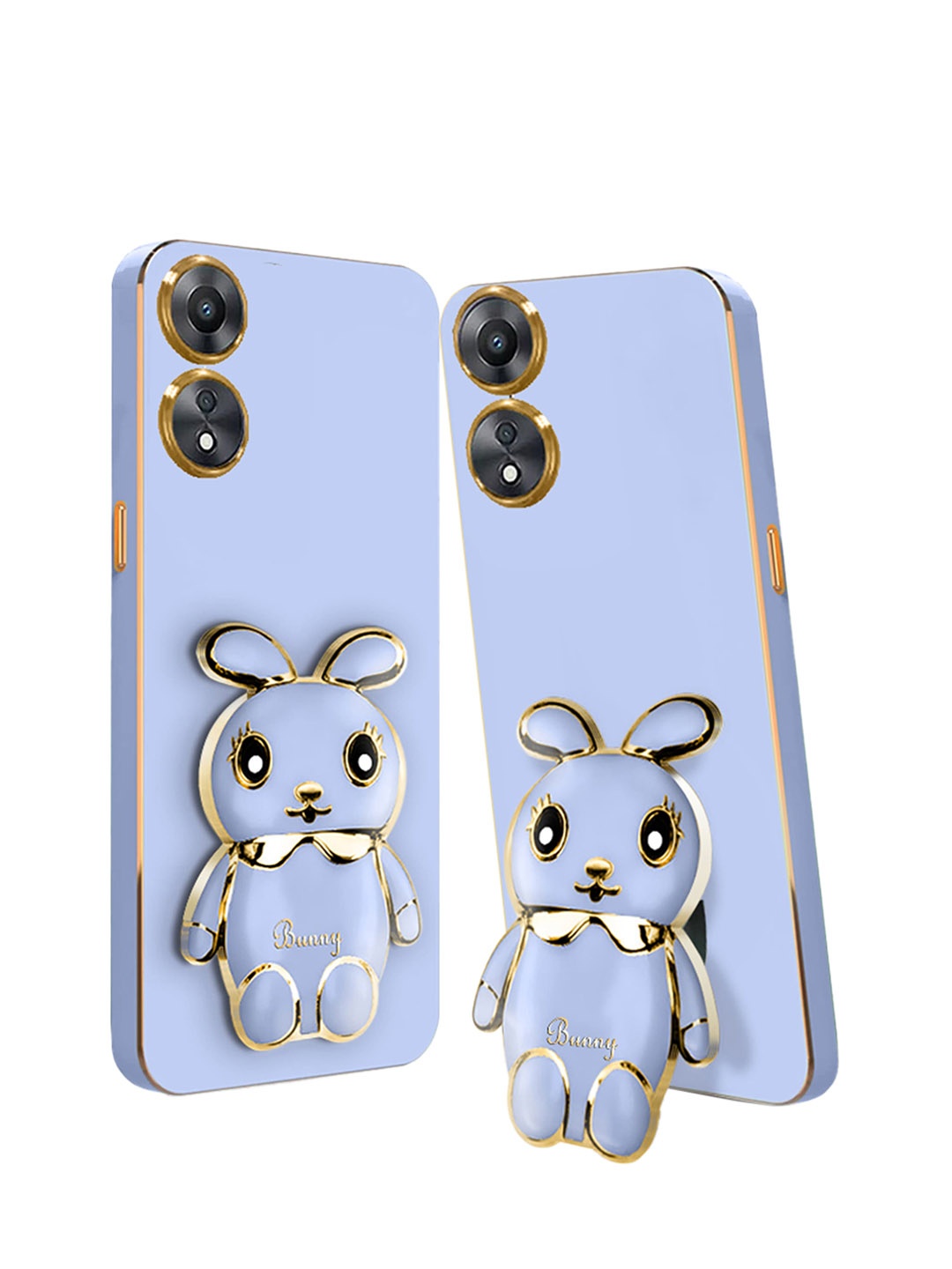 

Karwan Oppo A17 3D Mini Bunny With Folding Stand Mobile Back Case, Blue