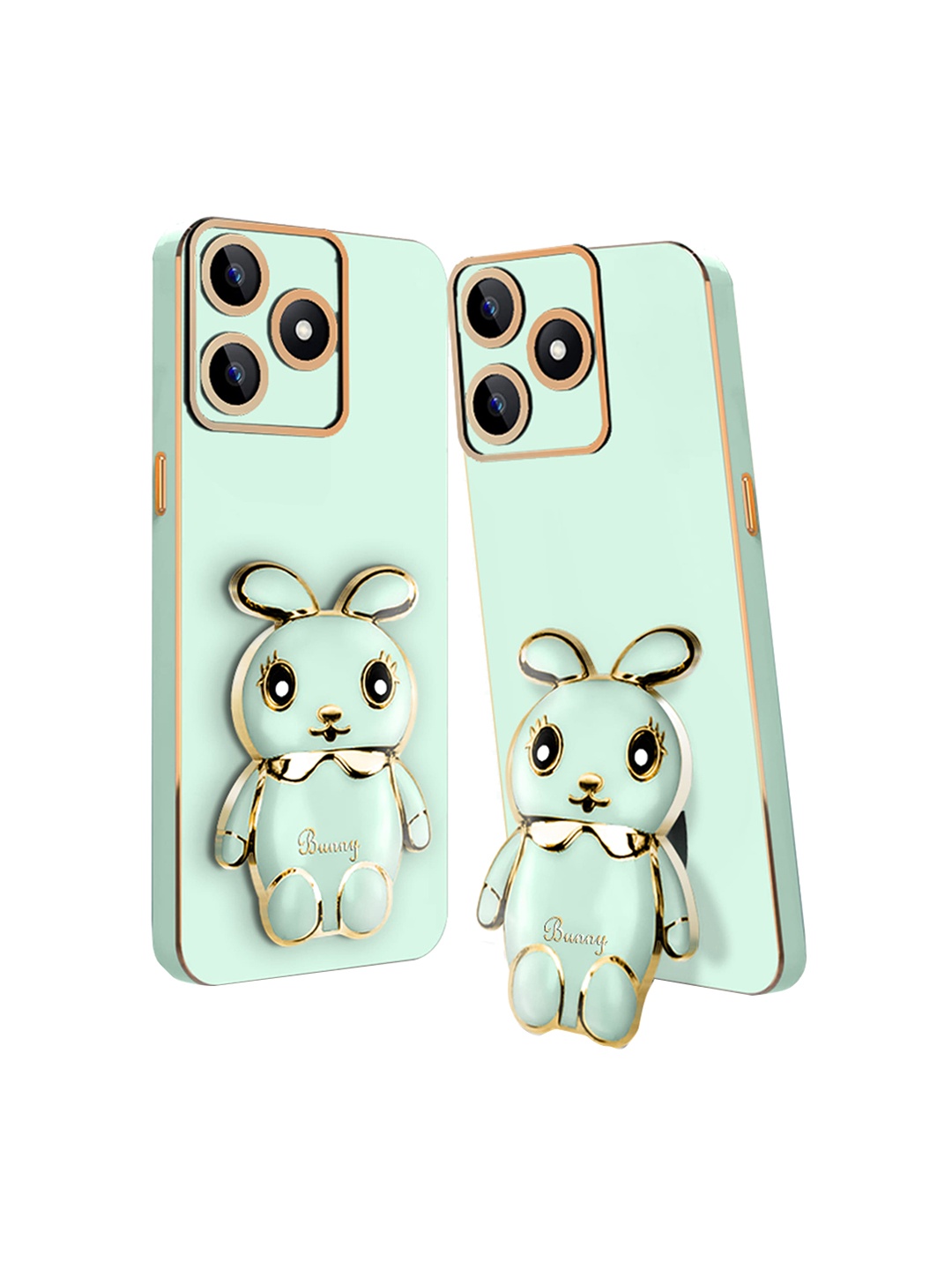 

Karwan Lightweight Narzo N53 Back Case With 3D Mini Bunny Folding Stand, Green