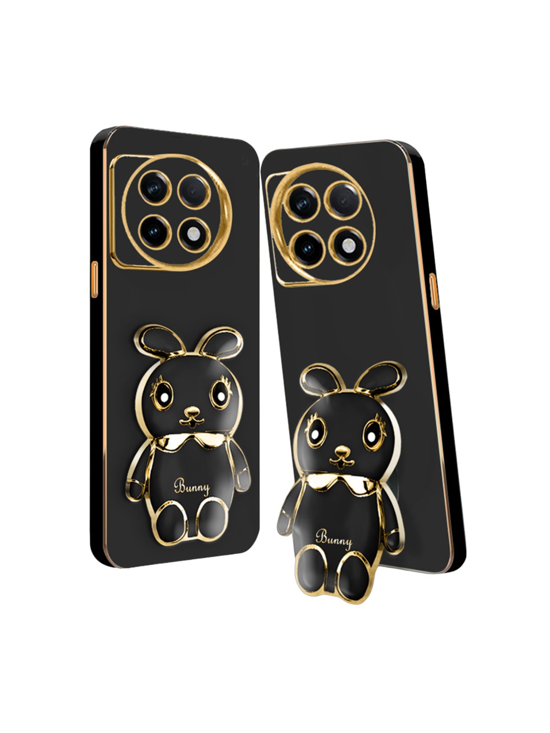 

Karwan Lightweight Oneplus 11R 5G Back Case With 3D Mini Bunny Folding Stand, Black