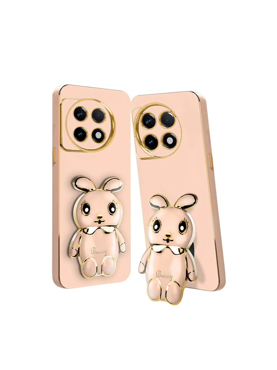 

Karwan Lightweight Oneplus 11 Back Case Cover With Bunny Folding Stand, Pink