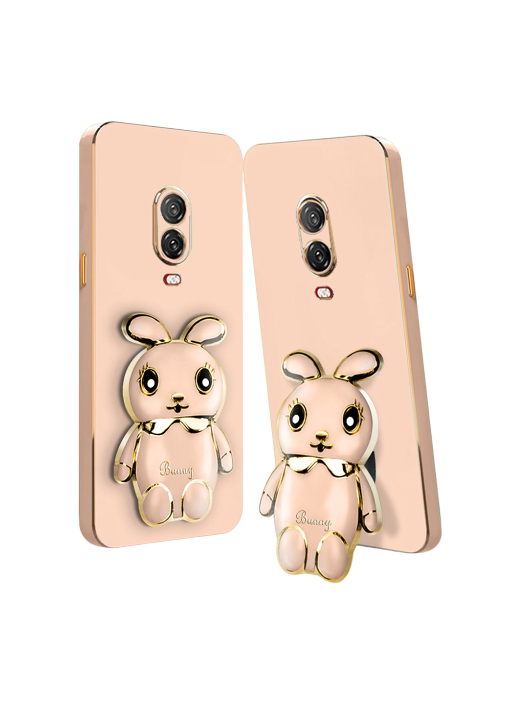 

Karwan Oneplus 6T 3D Mini Bunny with Folding Stand Back Cover Case, Pink