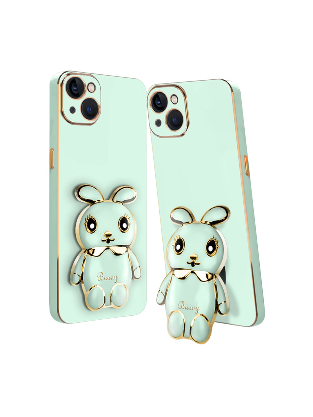 

Karwan iPhone 13 3D Mini Bunny Back Case With Folding Stand, Green