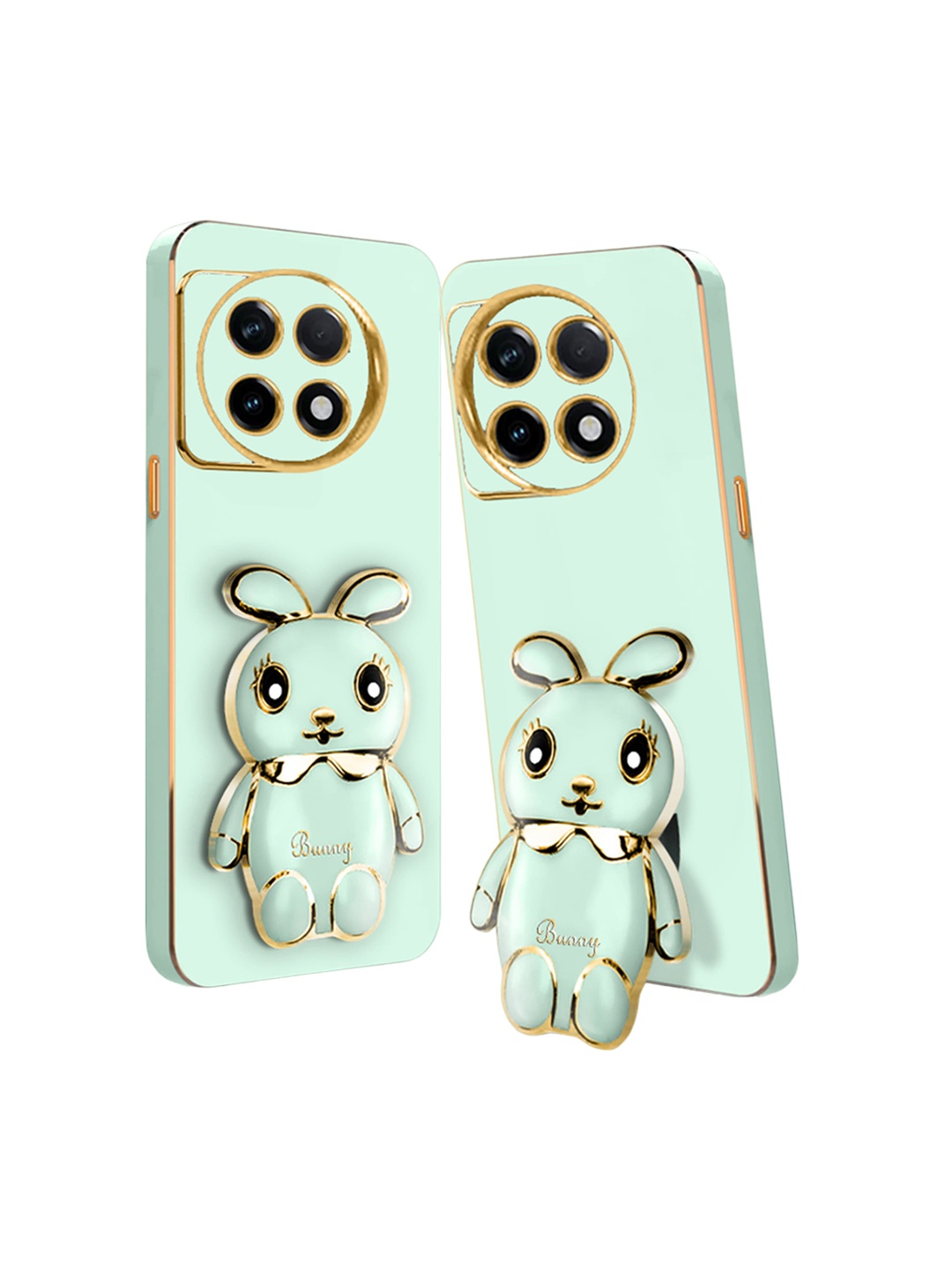 

Karwan 3D Bunny Oneplus 11 5G Back Case With Folding Stand, Green
