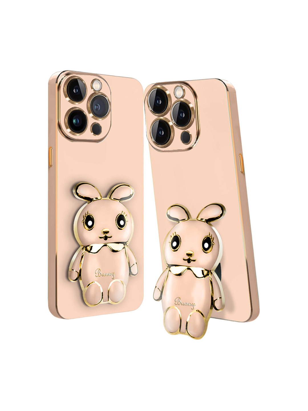 

Karwan iPhone 14 Pro Max 3D Mini Bunny with Folding Stand Back Cover Case, Pink