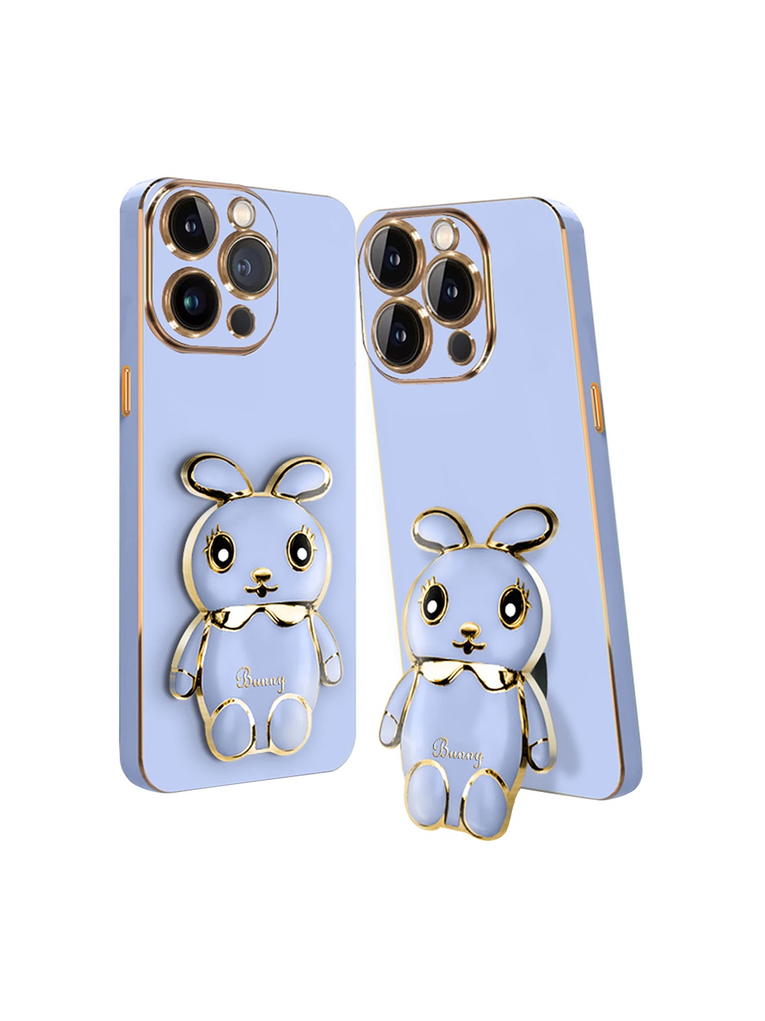 

Karwan Lightweight IPhone 14 Pro Back Case With 3D Mini Bunny Folding Stand, Blue