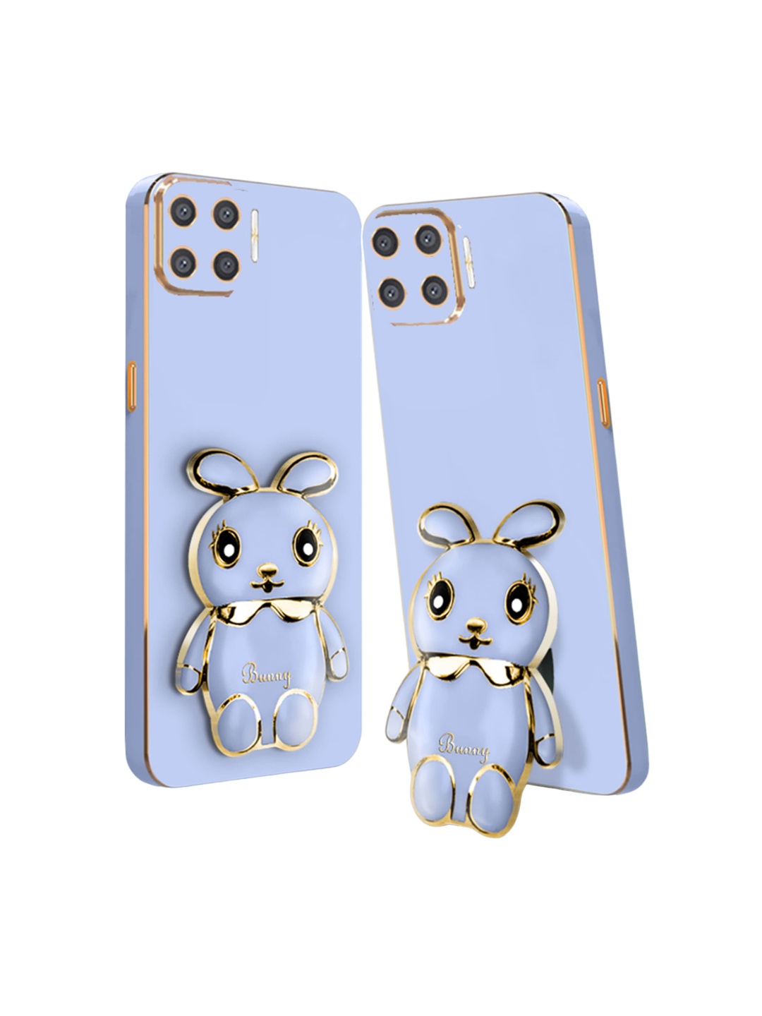 

Karwan 3D Bunny Oppo F17 Pro Back Case With Folding Stand, Blue