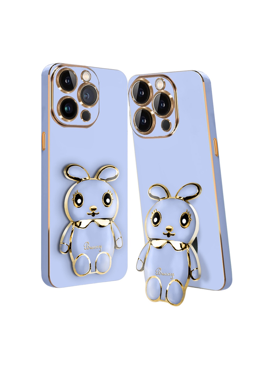 

Karwan 3D Mini Bunny iPhone 15 Pro Max Back Case With Folding Stand, Blue
