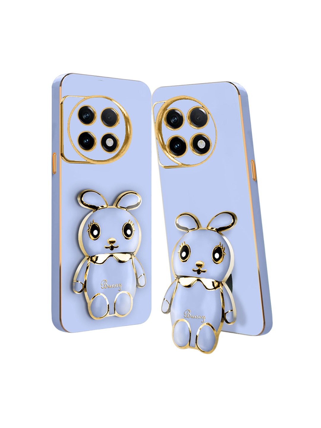 

Karwan Oneplus 11 5G Back Cover with 3D Mini Bunny & Folding Stand, Blue