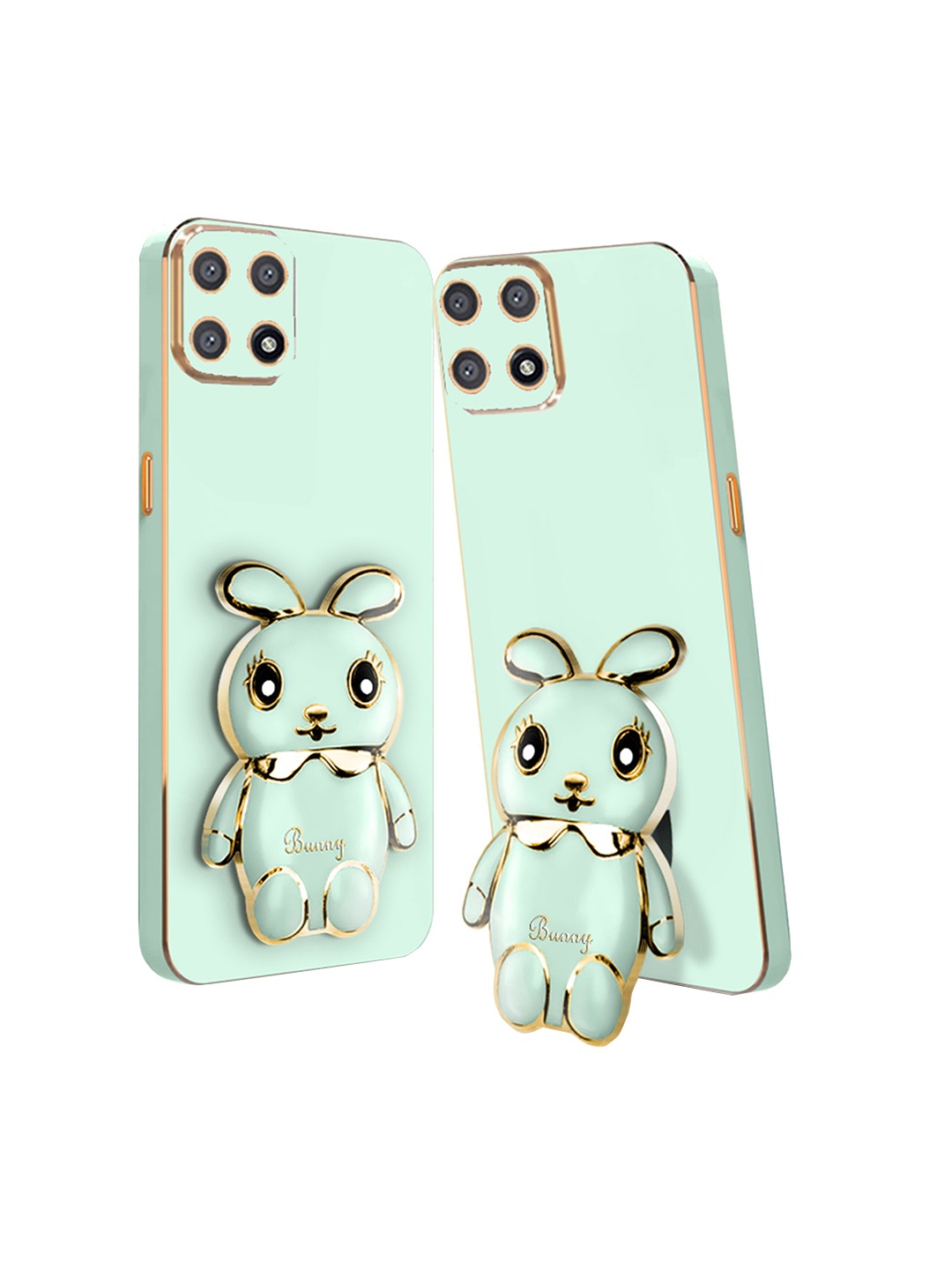 

Karwan 3D Mini Bunny Oppo A73 5G Back Case With Folding Stand, Green