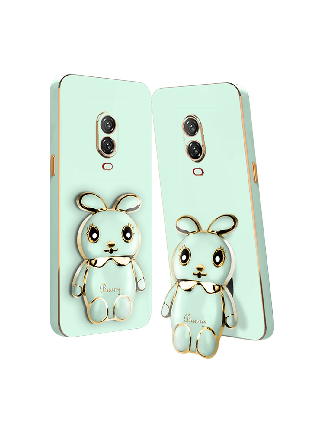 

Karwan Oneplus 7 3D Mini Bunny with Folding Stand Back Cover Case, Green