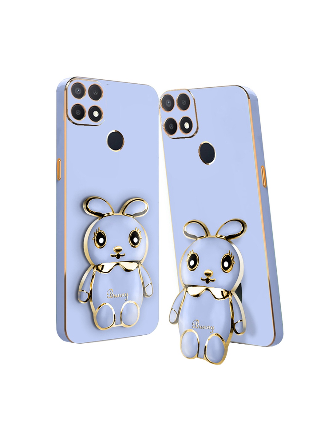 

Karwan 3D Mini Bunny Oppo A15 Back Case Mobile With Folding Stand, Blue