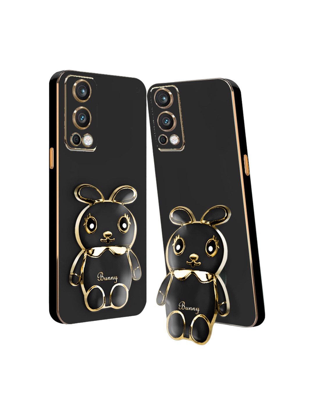 

Karwan 3D Mini Bunny Oneplus Nord 2 Back Case Mobile With Folding Stand, Black