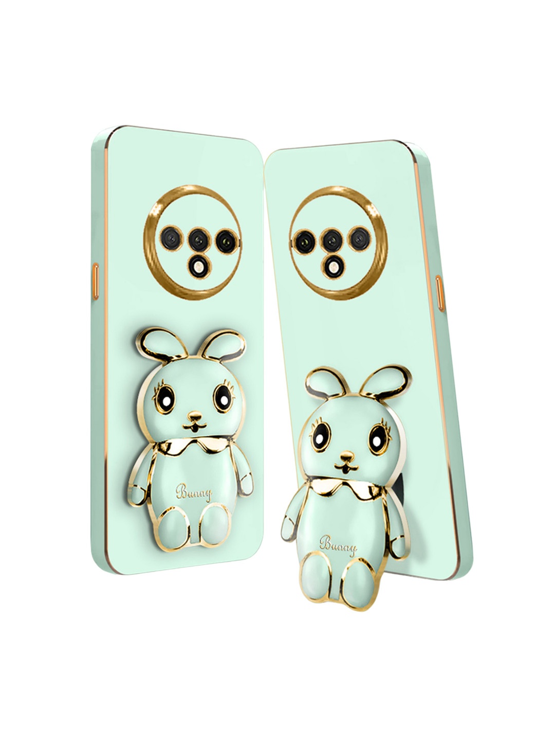 

Karwan 3D Mini Bunny with Folding Stand OnePlus 7T Mobile Back Case, Green