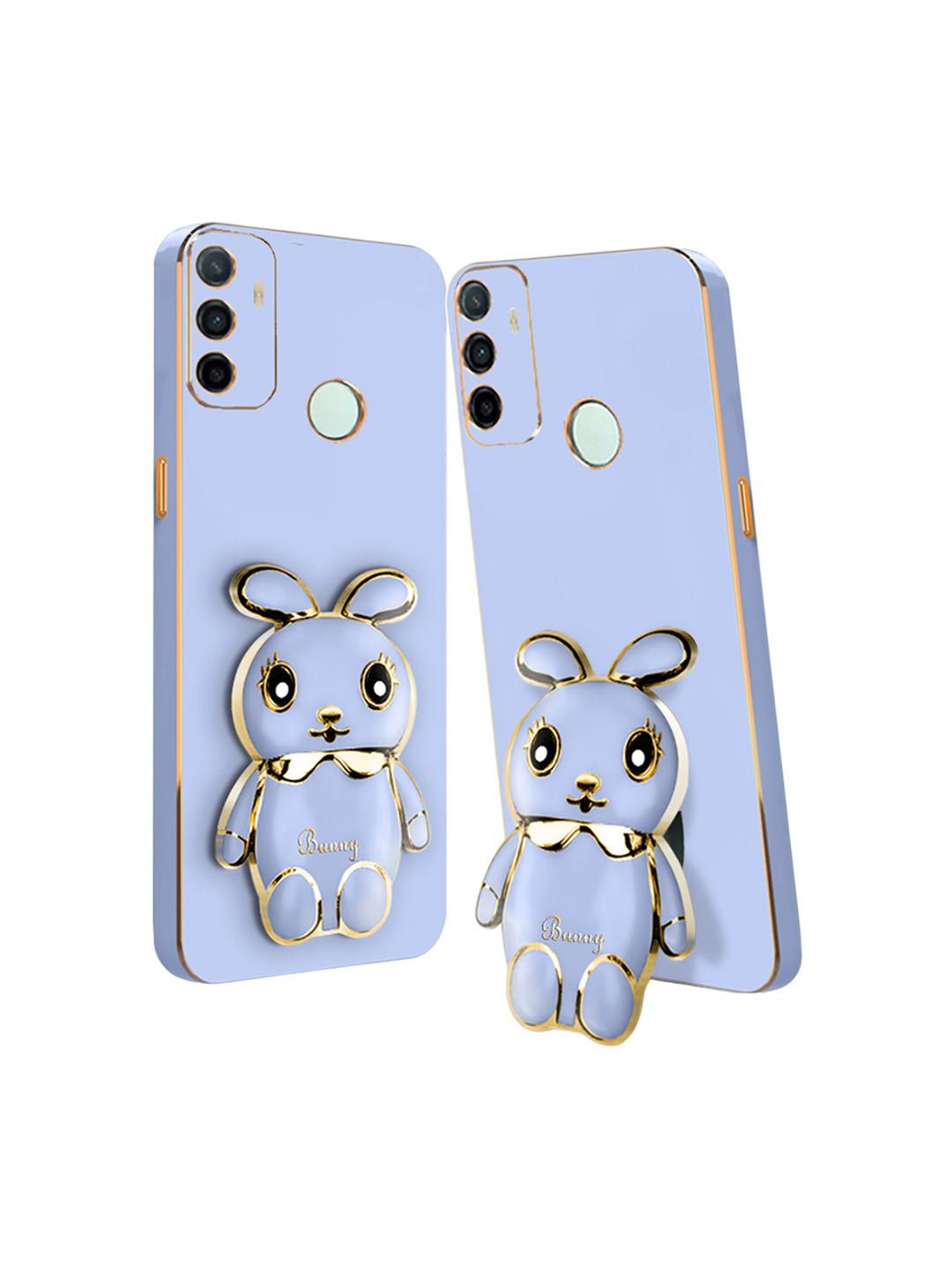 

Karwan Oppo A53 Back Case Cover With 3D Mini Bunny Stand, Blue