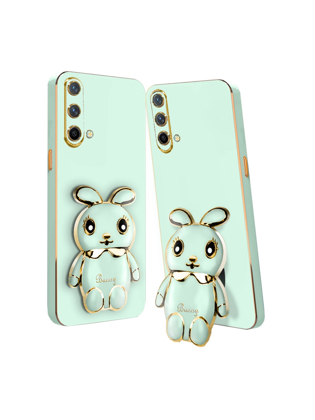 

Karwan 3D Mini Bunny Oneplus Nord CE Back Case Mobile With Folding Stand, Green