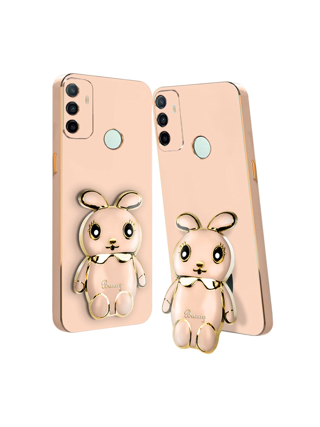 

Karwan Unisex Lightweight Oppo A53 Back Case Cover With Folding Stand, Peach