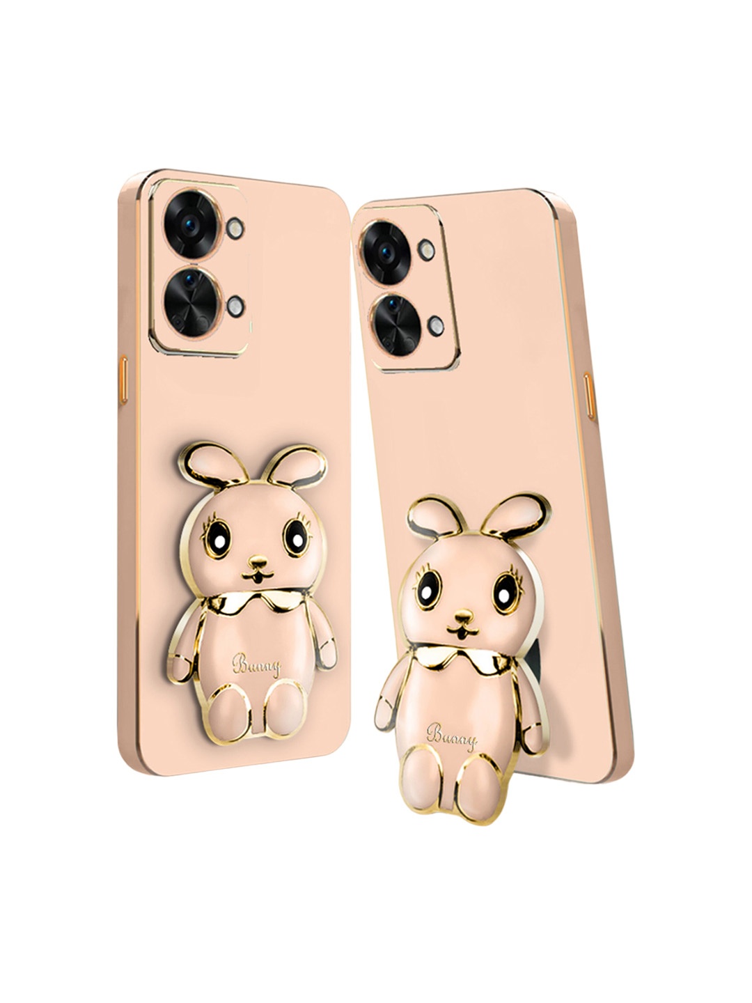 

Karwan 3D Mini Bunny Oneplus Nord 2T Back Case Mobile With Folding Stand, Pink