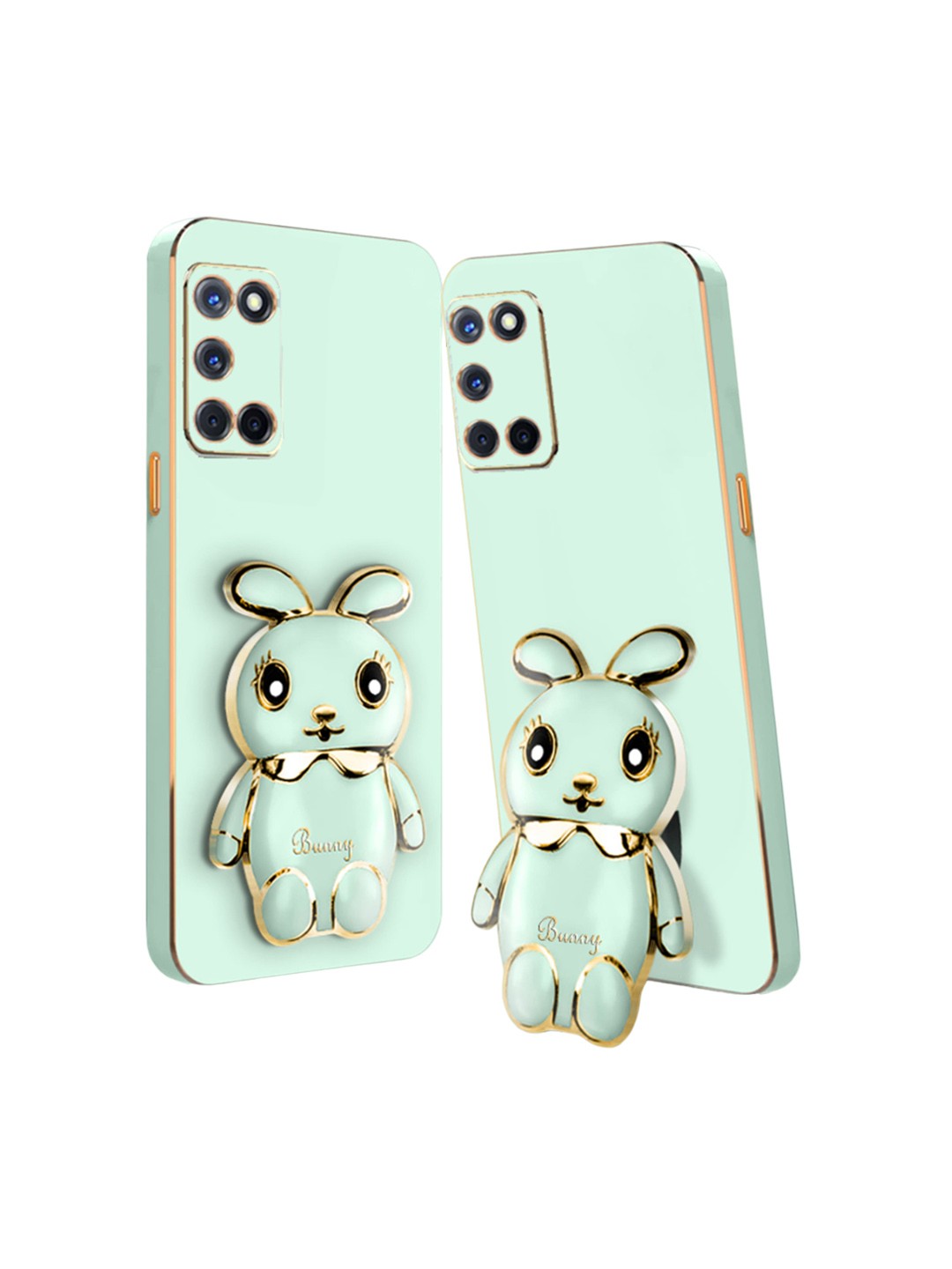 

Karwan 3D Mini Bunny with Folding Stand Oppo A52 Back Cover, Green