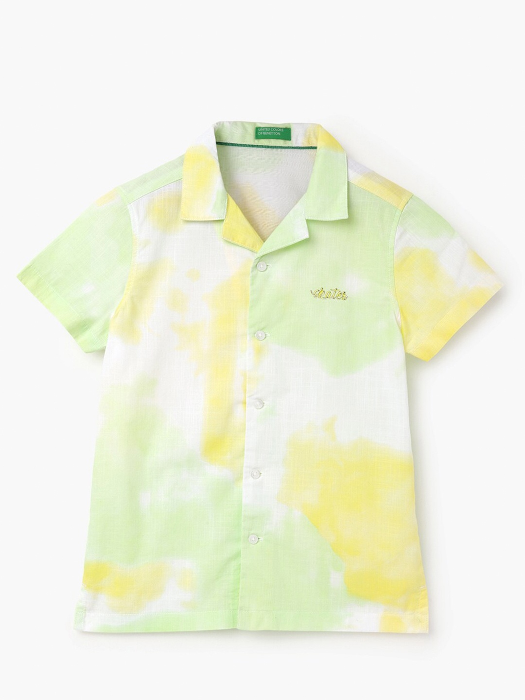 

United Colors of Benetton Boys Abstract Printed Opaque Cotton Casual Shirt, Green