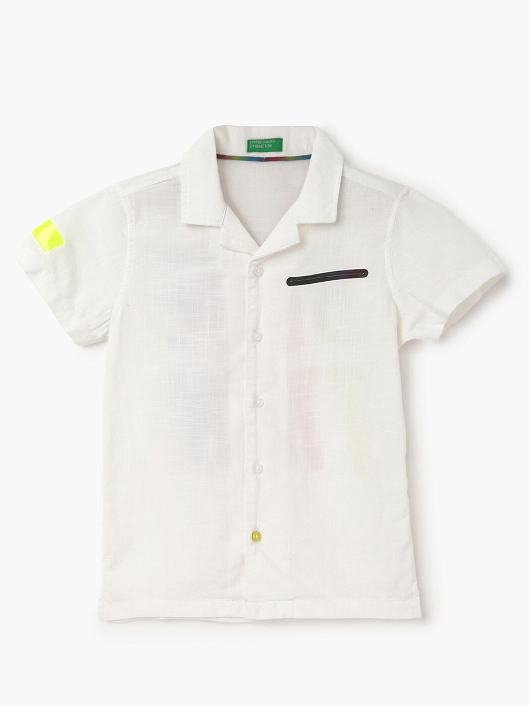 

United Colors of Benetton Boys Typography Printed Opaque Cotton Casual Shirt, White