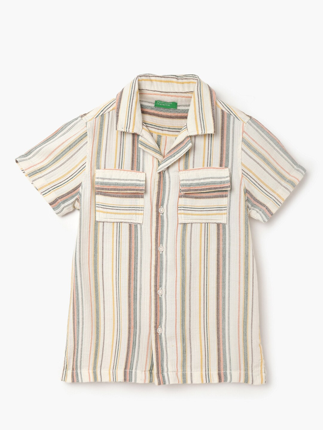 

United Colors of Benetton Boys Multi Stripes Opaque Casual Shirt, Beige
