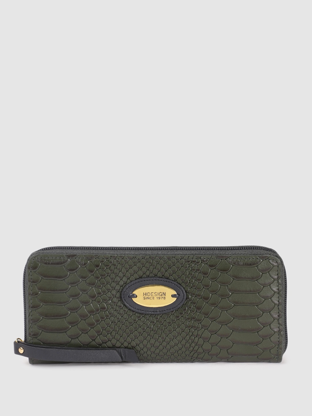 

Hidesign Women Textured Leather Zip Around Wallet, Green