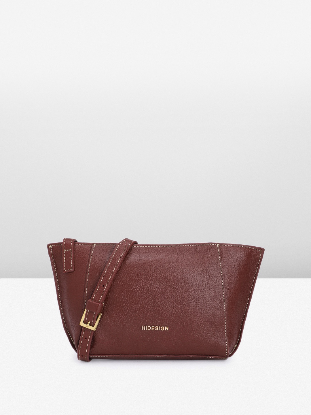 

Hidesign Textured Leather Structured Sling Bag, Maroon