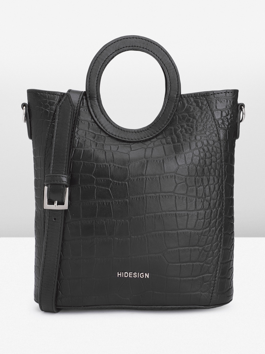 

Hidesign Animal Textured Leather Structured Handheld Bag, Black