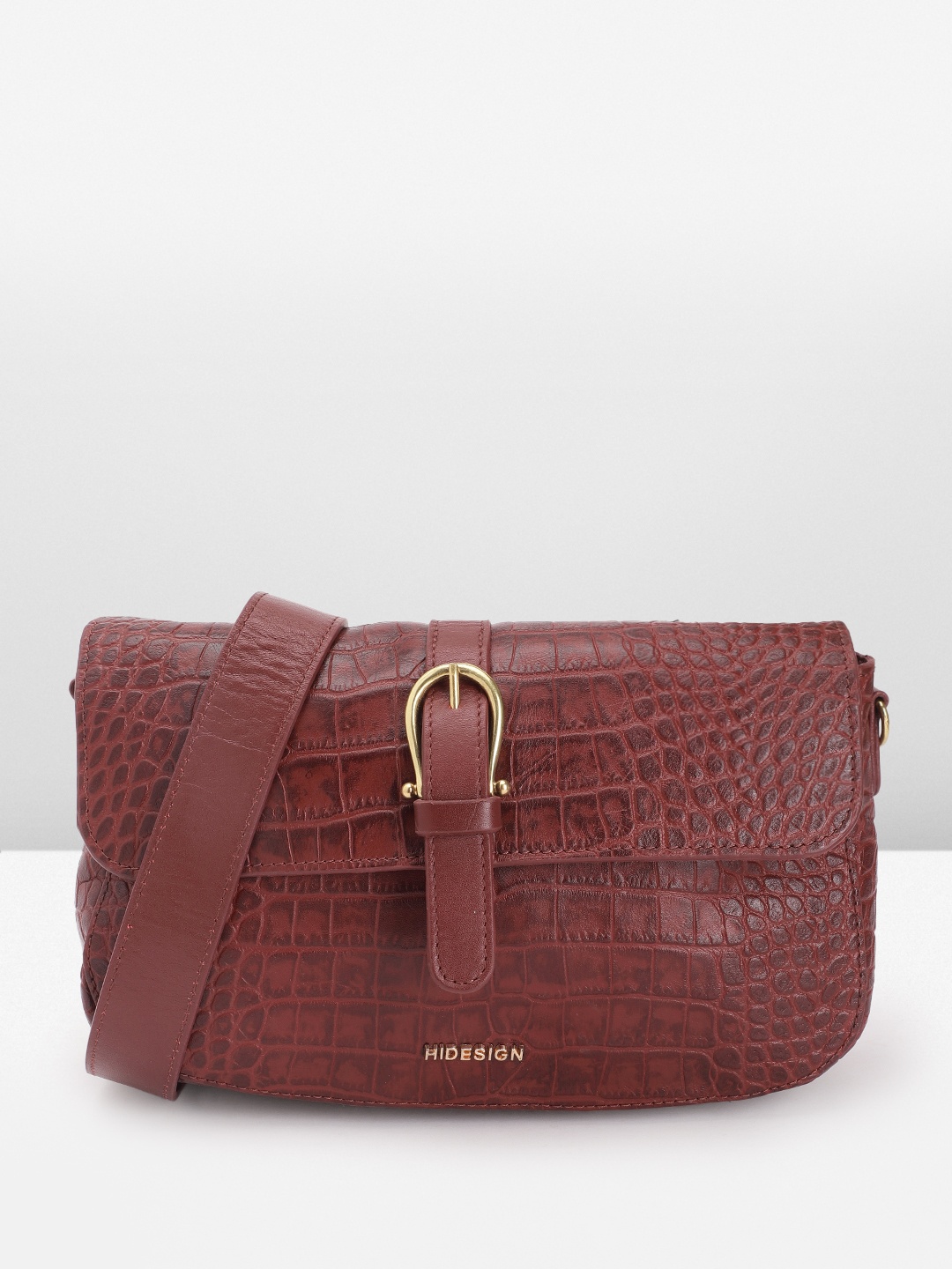 

Hidesign Women Textured Leather Sling Bag, Maroon