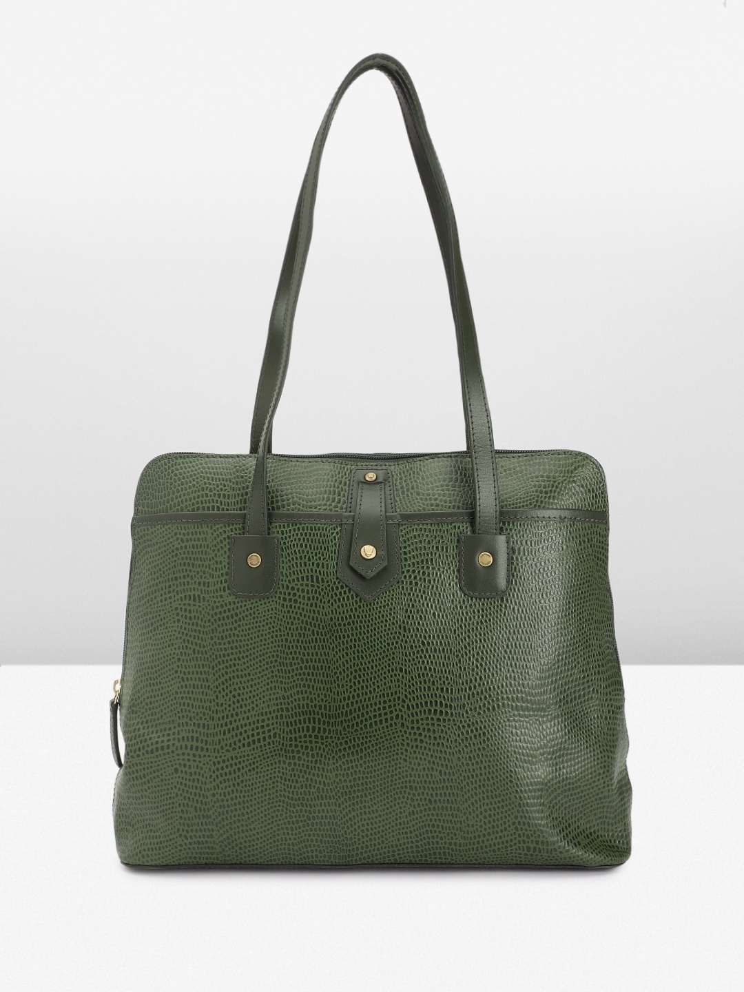 

Hidesign Animal Textured Leather Structured Shoulder Bag, Green