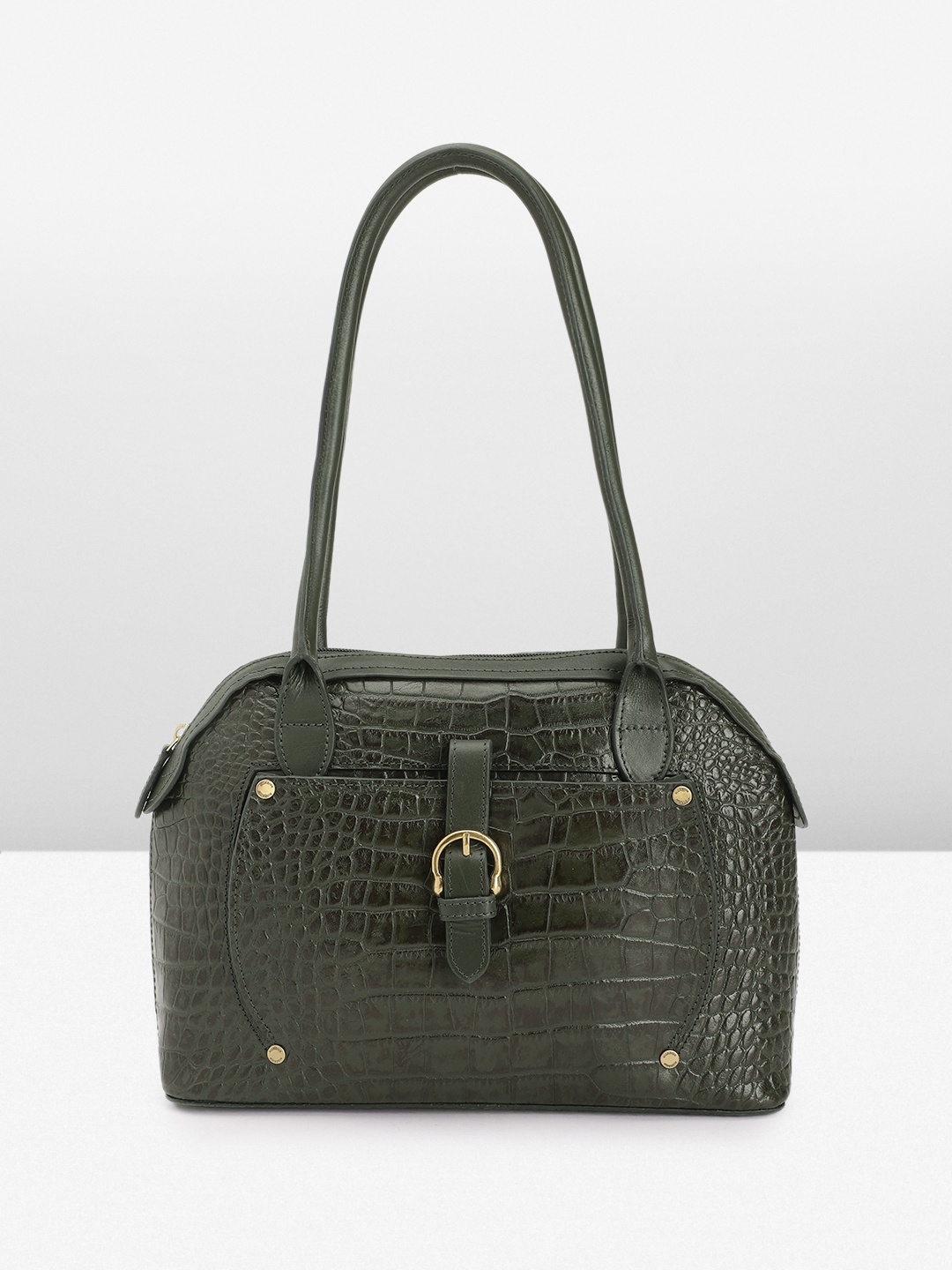 

Hidesign Animal Textured Leather Structured Shoulder Bag, Green