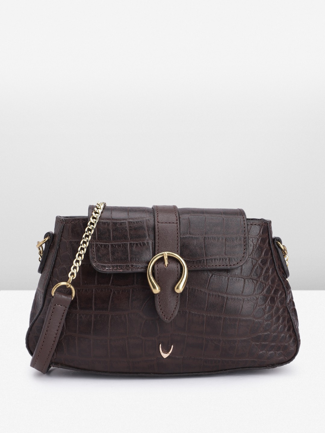 

Hidesign Animal Textured Leather Structured Sling Bag, Brown