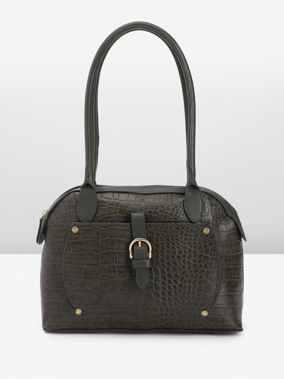 

Hidesign Animal Textured Leather Structured Shoulder Bag, Green