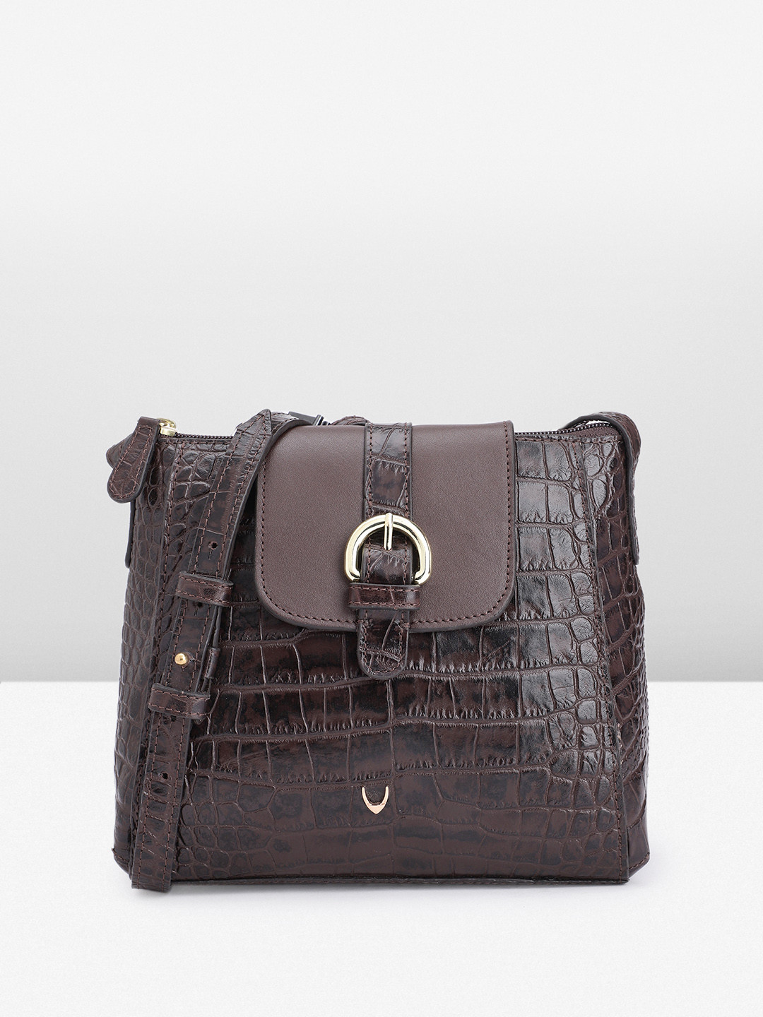 

Hidesign Animal Textured Leather Structured Sling Bag, Brown