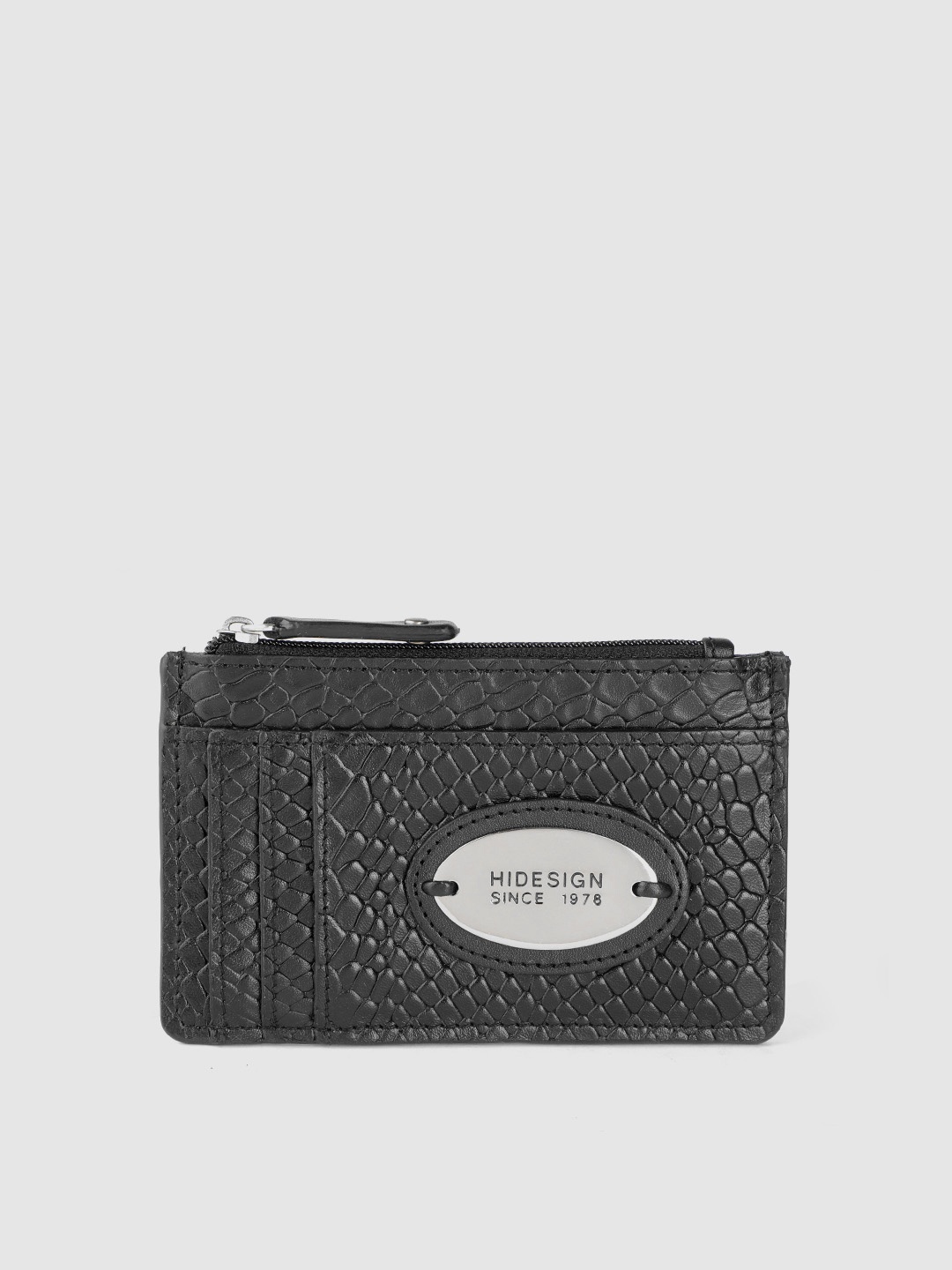 

Hidesign Women Textured Leather Card Holder, Black