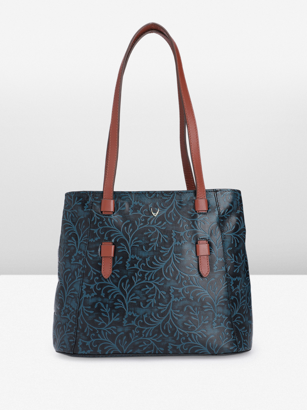 

Hidesign Floral Textured Leather Structured Shoulder Bag, Teal
